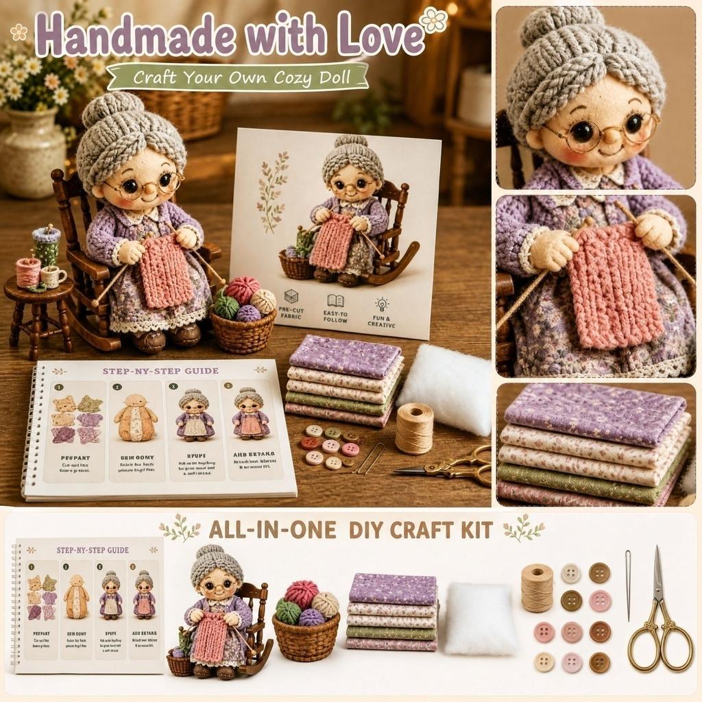 Kit Patchwork in Tessuto per Creare Bambole - Materiali da Cucito Fai da Te per Principianti