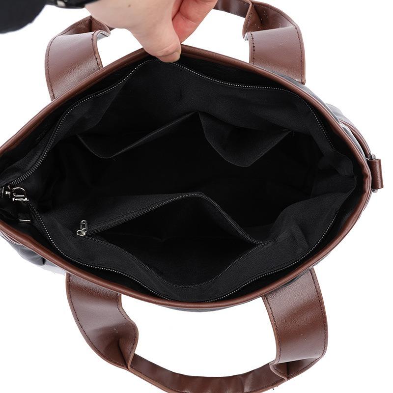 Soft Leather Texture Messenger Bag Women New Euro-American Vintage Color-Block Shoulder Crossbody Bag Elegant Versatile Travel Mom Bag