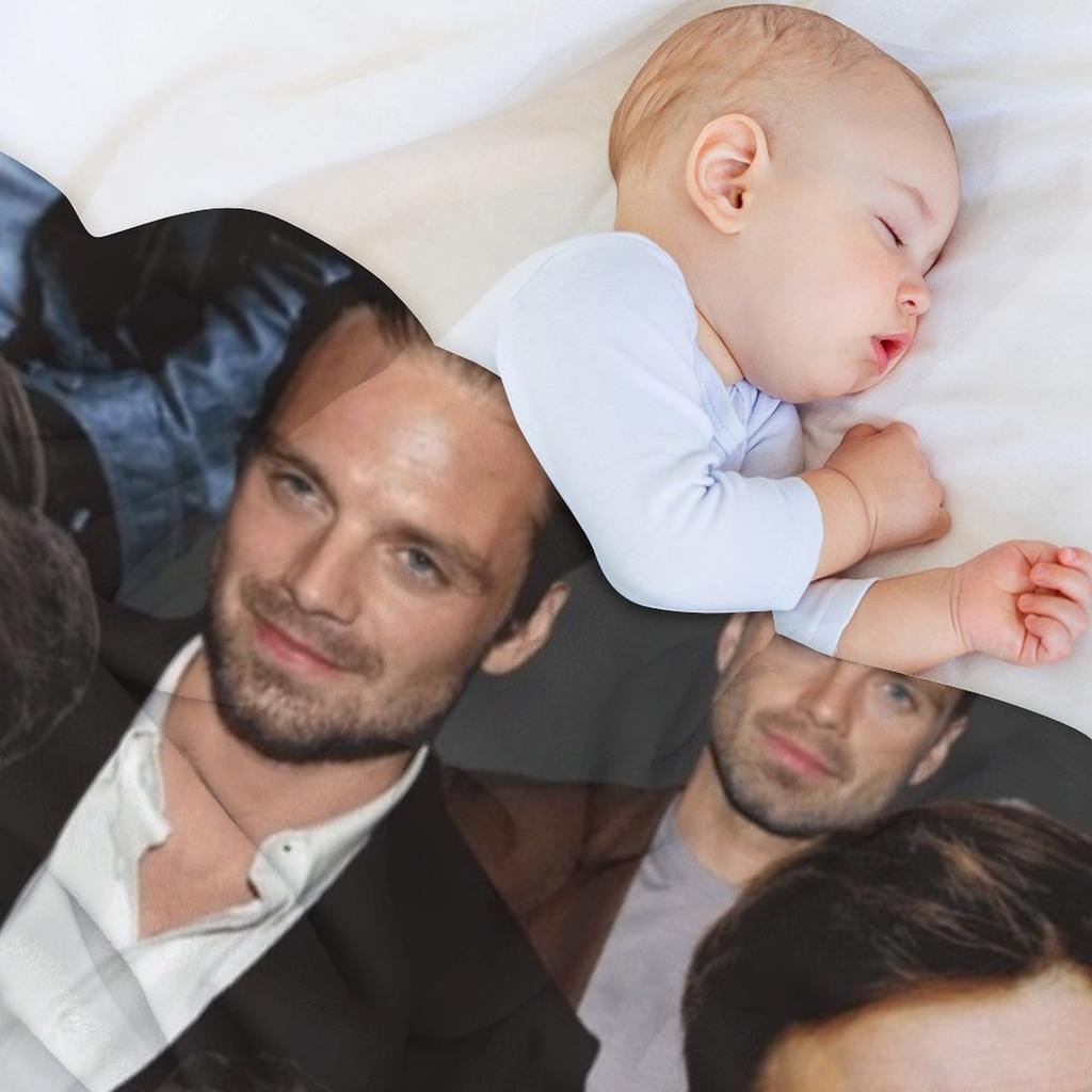 Sebastian Stan photo collage Throw Blanket Beautifuls Quilt Soft Plaid Flannels Blankets