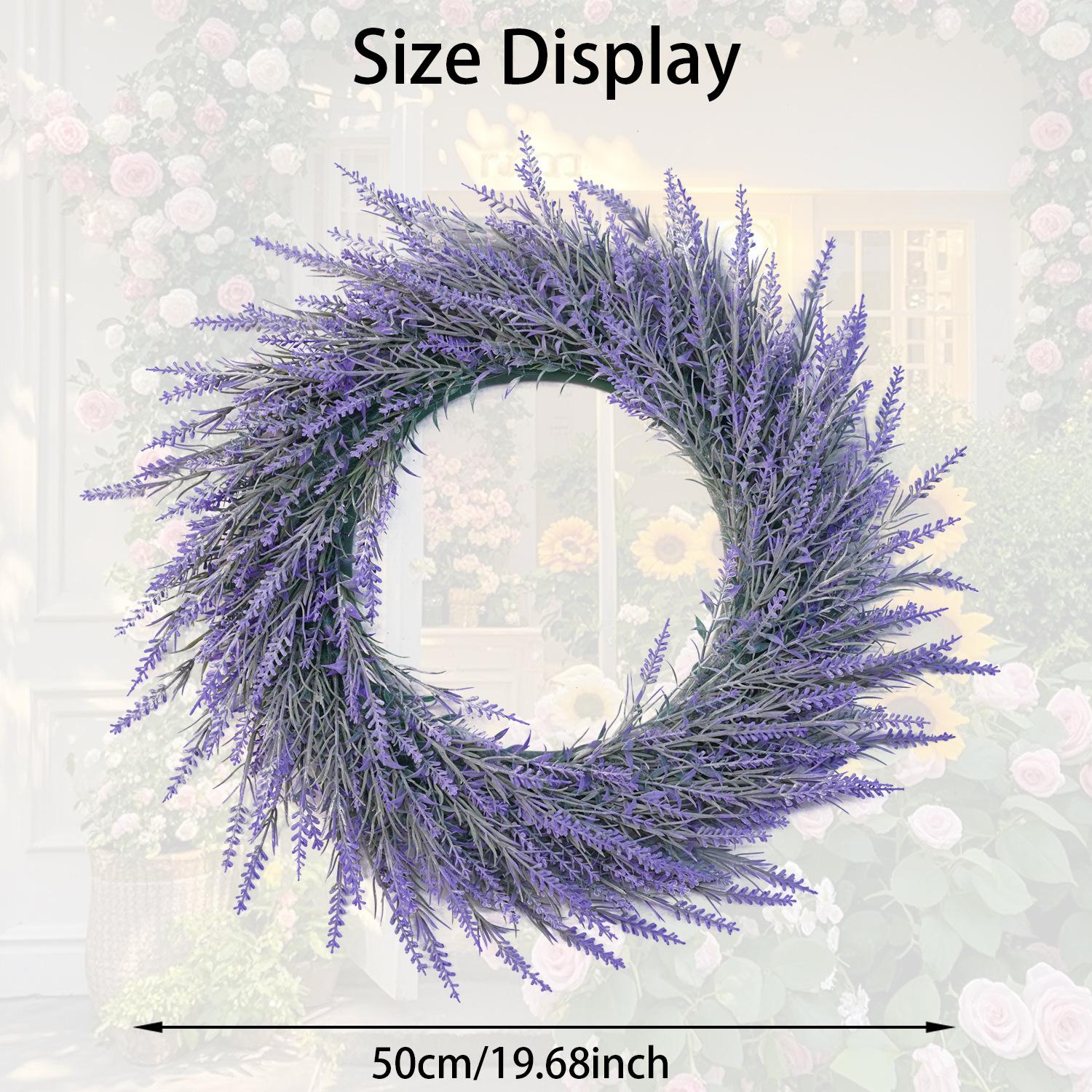 

Лавандовый венок 50 см, весенний и летний венок, подходит для украшения двери, украшения интерьера, реквизита для свадебной фотосессии
