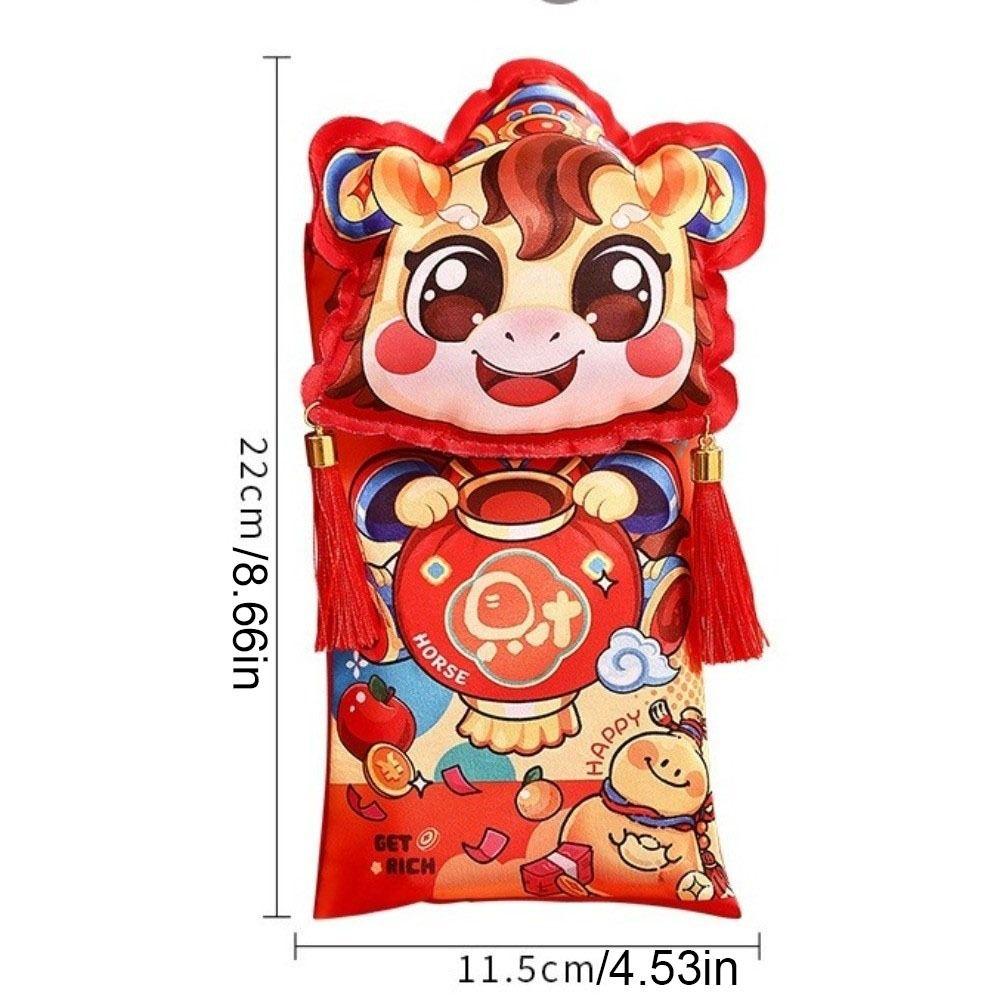 Cartoon Money Pocket With Shoulder Straps Red Envelope New Year's Blessing Bag  Wedding Birthday