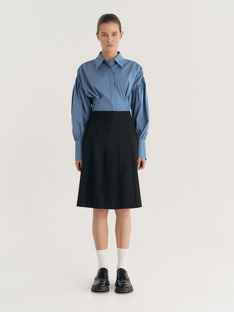 Ed Mang Basic Pleated Midi Skirt (Black)