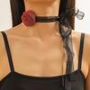 Gaze Großblumenkragen Halskette Elegante Schlüsselbein Kette Halskette Vintage Choker Langes Band Halskette Mode Schmuck