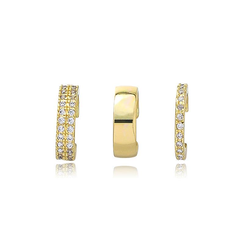 2025 New Fashion Gold Color Circle Non-Piercing Ear Clip Earrings for Women Man Fake Piercing Ear Cuff Earrings Zircon Set Gift