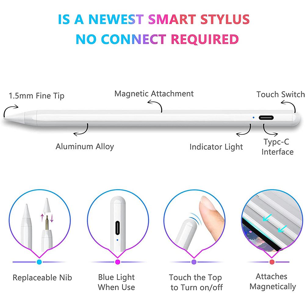 Manufacturer Active Palm Rejection Magnetic Stylus Pen with Type-C Charging Smooth Writing Touch for iPad Pro M3 M4 M5