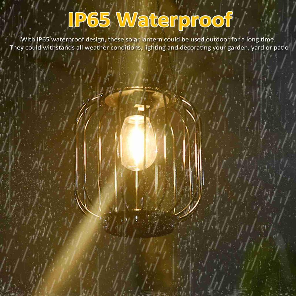 Solar Outdoor Lights Hanging Solar Lantern Metal Solar Lights Outdoor Water Resistant Solar Lights Lamp for Outside