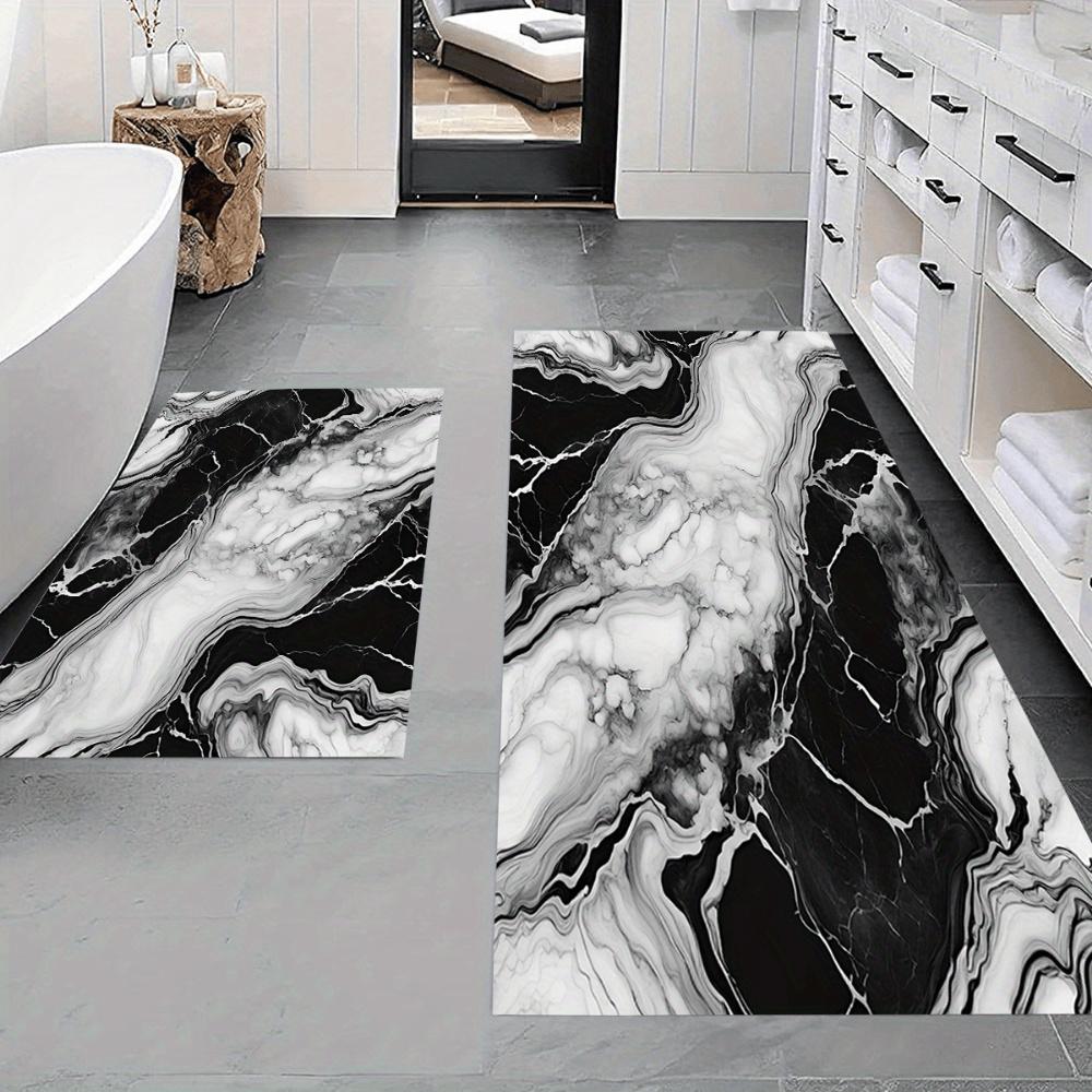 1Pcs Anti Fatigue Kitchen Rugs Modern Marble Textured Waterproof Non-Slip Thick Cushioned Kitchen Mat Heavy Duty Comfort Standing Mat for Kitchen