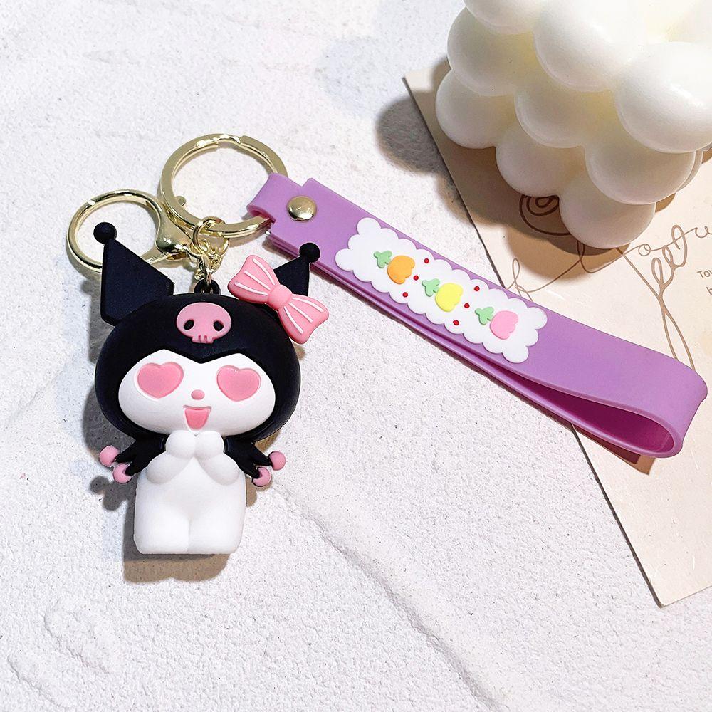 Sanrio Anime Keychain Kawaii Black Beauty My Melody Keychain Kuromi Cute Cross dressing Keychain Couple Small Gift