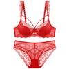 European & American Sexy Lace Cotton Bra Set - Comfortable, Breathable, Gathered, Plus Size Women's Underwear