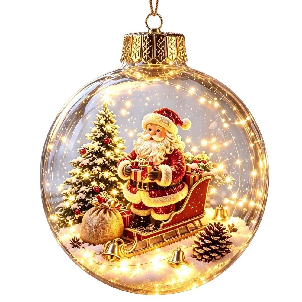 Transparent Christmas Ball Ornament 2D Flat Pattern Lightweight 3D Acrylic Pendant Compact Shatterproof Clear Sphere Bauble
