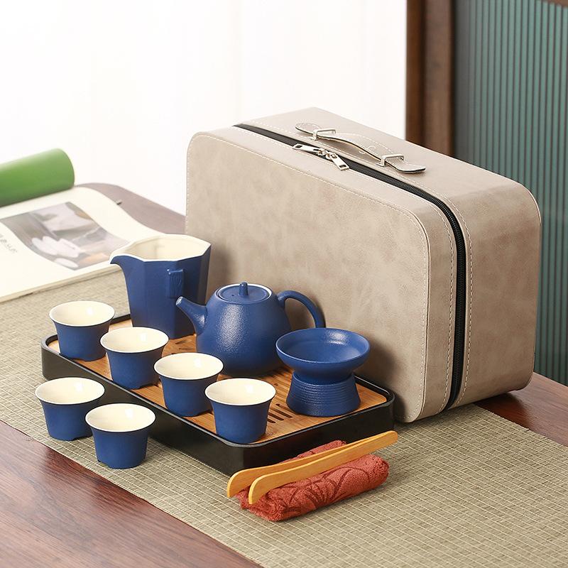 Black Pottery Travel Kung Fu Tea Set Outdoor Portable Ceramic Beam Pot Kuaike Cup Business Gift
