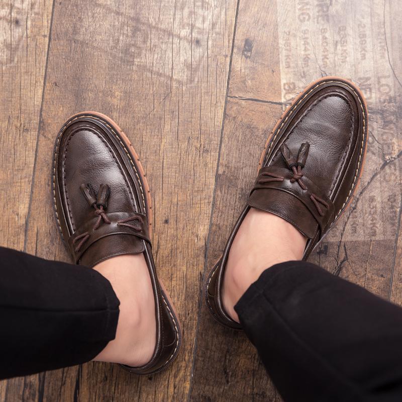 Trend Men'S Dress Shoes High Quality Casual Business Social Leather Brogue Shoes Men Leather Office Tassel Loafers Shoes Male