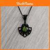 Gothic Pendant Necklace With Green Moonstone And Cross Chain For Party Wear