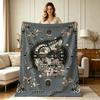 Soft Flannel Throw Blanket with Mystical Butterfly Floral Celestial Moon Phase Print All Season Warm Cozy Blanket for Couch Sofa Chair Bed Office Livi