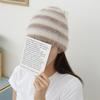 Women's Winter Color Block Striped Fur Knit Warm Beanie