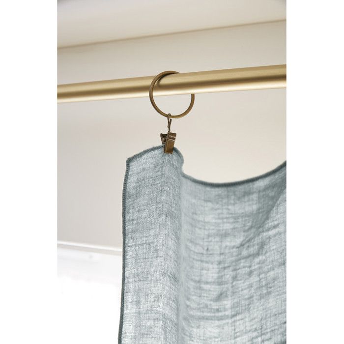 Rideau ajustable + 8 anneaux pince "Soline" 140 x 270 cm Lin lavé l'Effet Papillon - Soline Azur - 1 Panneau ajustable 140 x 270 cm