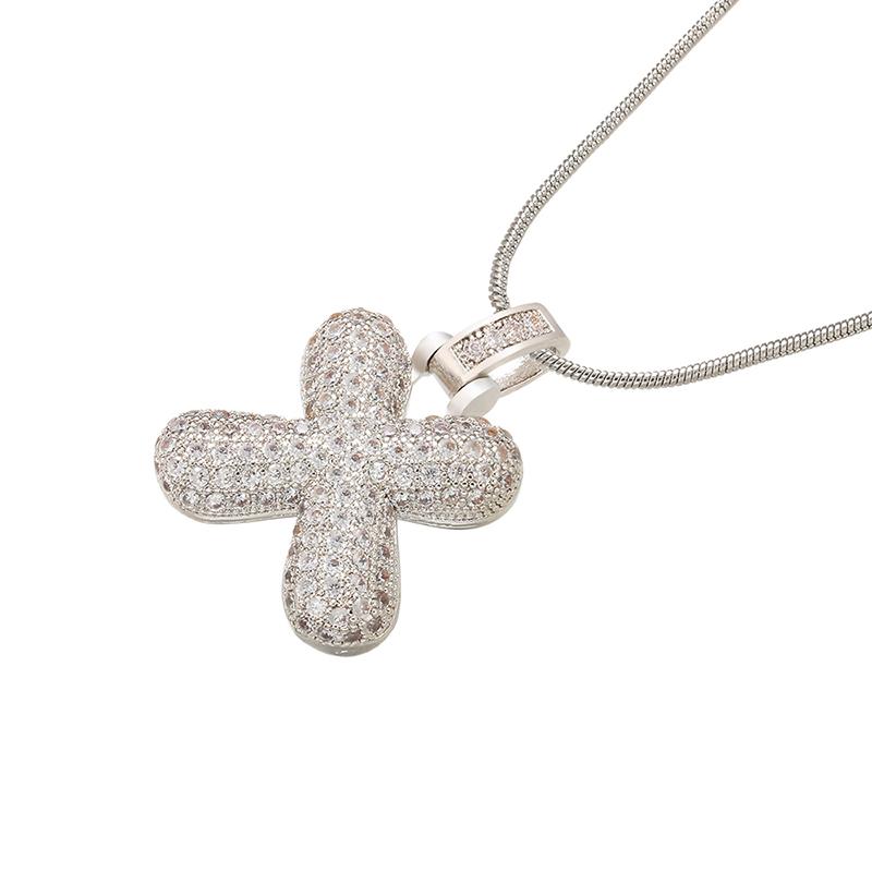 ZHUKOU Silver color Bubble initial letters necklaces 26 letters pendants necklaces for women Brass CZ Jewelry VL34