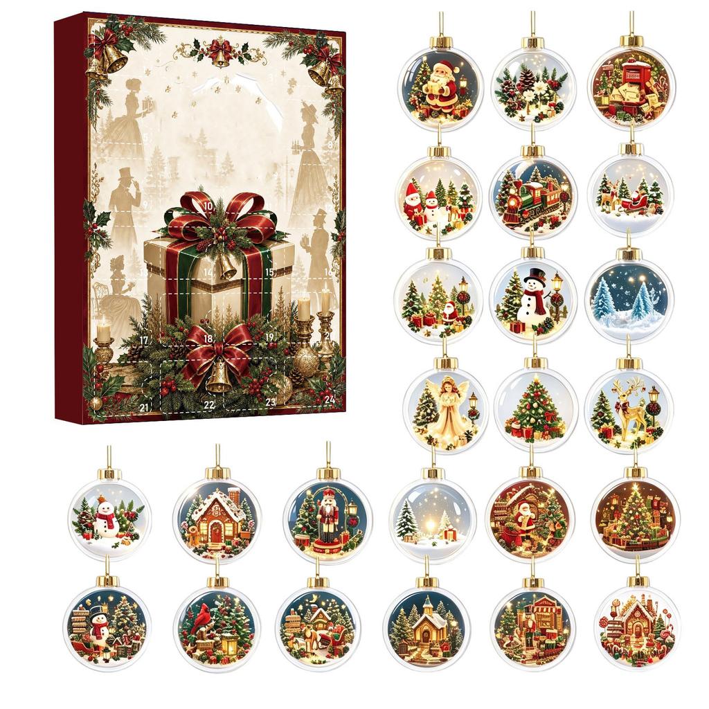 Days Christmas Countdown Advent Calendar with 2D Acrylic Dog Tree Ornaments