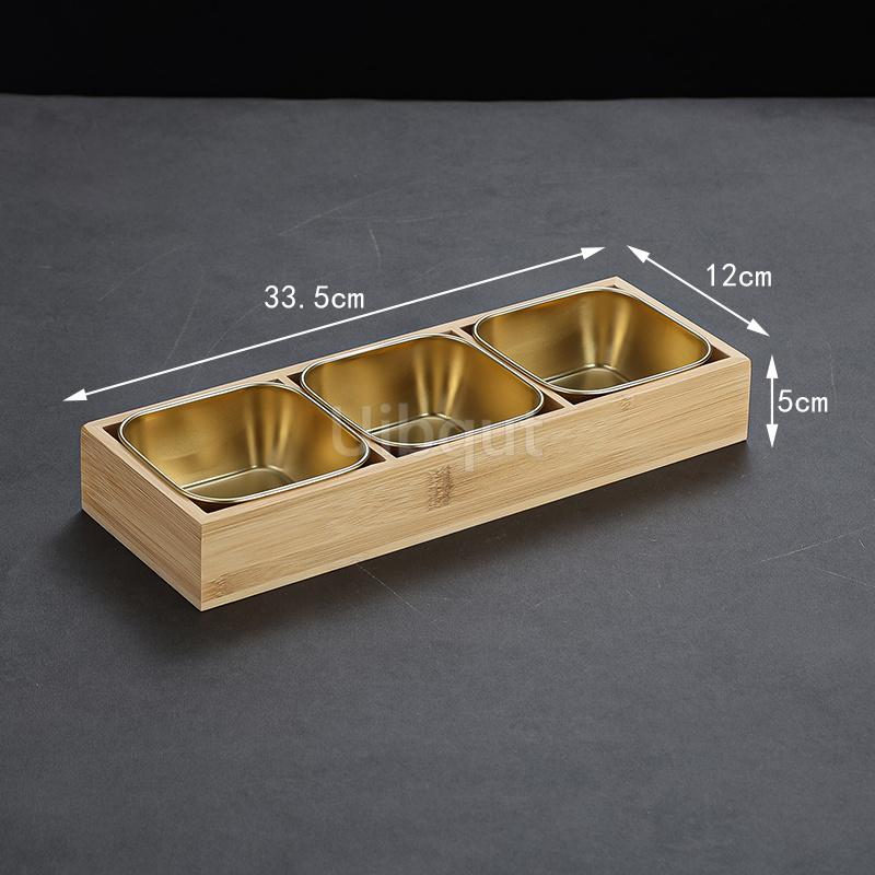 Creative Nine Palace Tableware Hotpot Restaurant Barbecue Restaurant Divided Food Sauce Dish Set Plate Platter Bamboo Wood Box