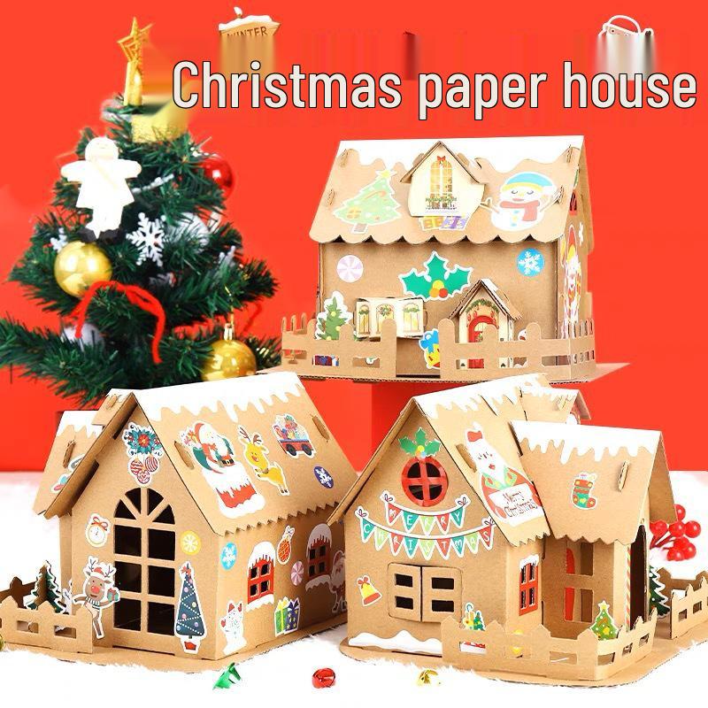 Luminous DIY Gingerbread Snow House Kit for Kids - Handmade Christmas Decoration