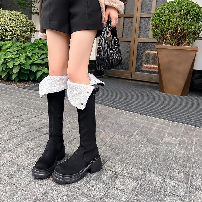 Petite Women’s Fold-Down Hidden Heel Over-the-Knee Boots – Myllard Autumn/Winter Thick-Soled Style