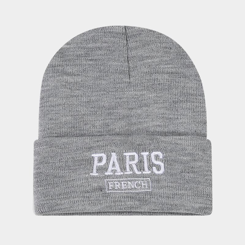 Large Version Knitted Hat Female Face Small Embroidered Letters Wool Pullover Hat Big Head Circumference Street Tide Hat