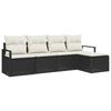 Ensemble de canapé de jardin 5 pièces avec coussins Noir Poly Rattan, Canapé de jardin 2 places avec rangement et coussins 3355006