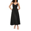 Sleeveless V Neck Maxi Dress with Adjustable Straps Flared Hem Casual Summer Holiday Dress Lightweight Loose Fit Long Dress for Women