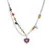 Seven-Color Heart Stone Epoxy Necklace for Women - Summer 2023 Trendy Clavicle Chain