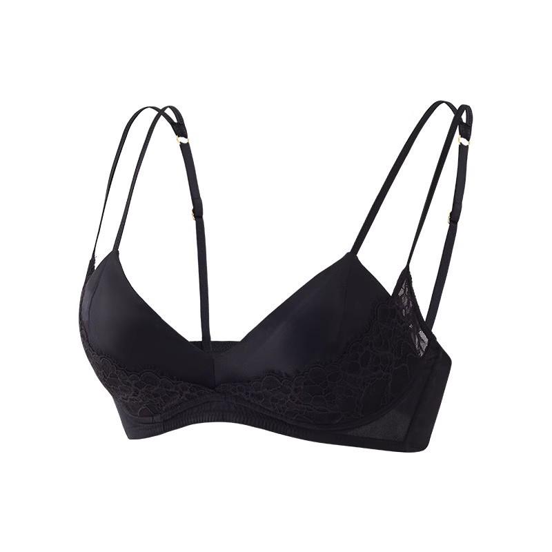 

Французский атласный бюстгальтер пуш-ап с кружевом - Минимайзер для большой груди, двойной бретельки, удобный и сексуальный для летней носки 38/85AB