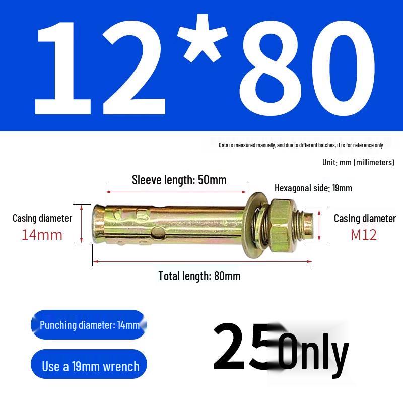 

Zinc-Plated Expansion Bolts Set: Cantonese Pull-Out & Explosion-Proof Tubes - Sizes M6, M8, M10