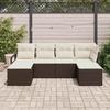 6 Piece Brown Poly Rattan Sofa Set with Cushions