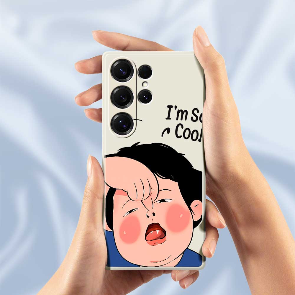 For Samsung Galaxy S25 Ultra Case Make Faces Kid Pattern Printing Straight Edge TPU Phone Back Cover