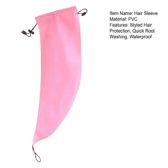 Waterproof Hair Sleeve Styled Hair Protection Quick Root Washing Shower Cap PVC Pool Travel Friendly Ponytail Long Hair Cover