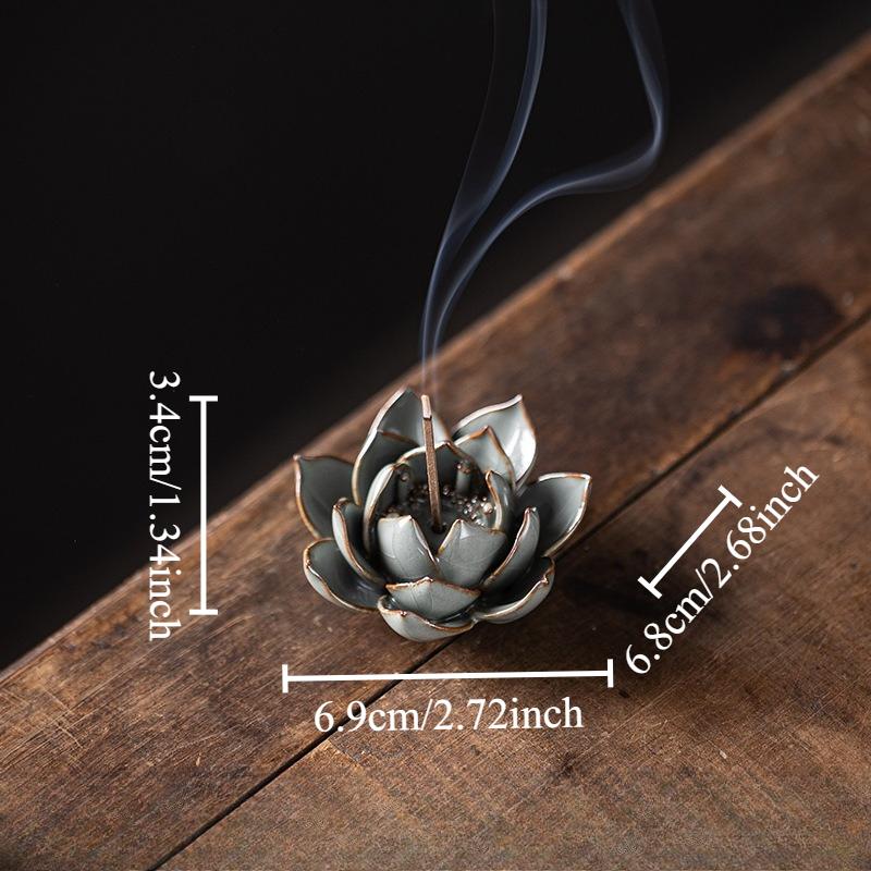1pcs Creative Handmade Incense Holder Lotus Plate Burner Home Indoor Retro Base Ceramic Ornament Safe Material