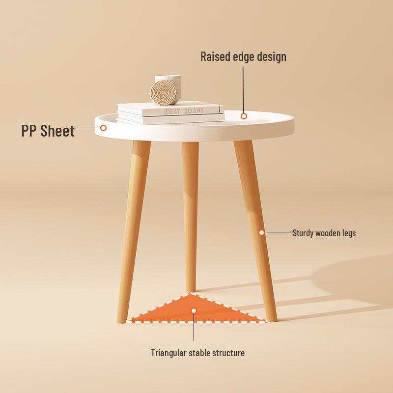 Nordic Small Round Coffee Table with Solid Wood Legs - Ideal for Living Rooms and Apartments