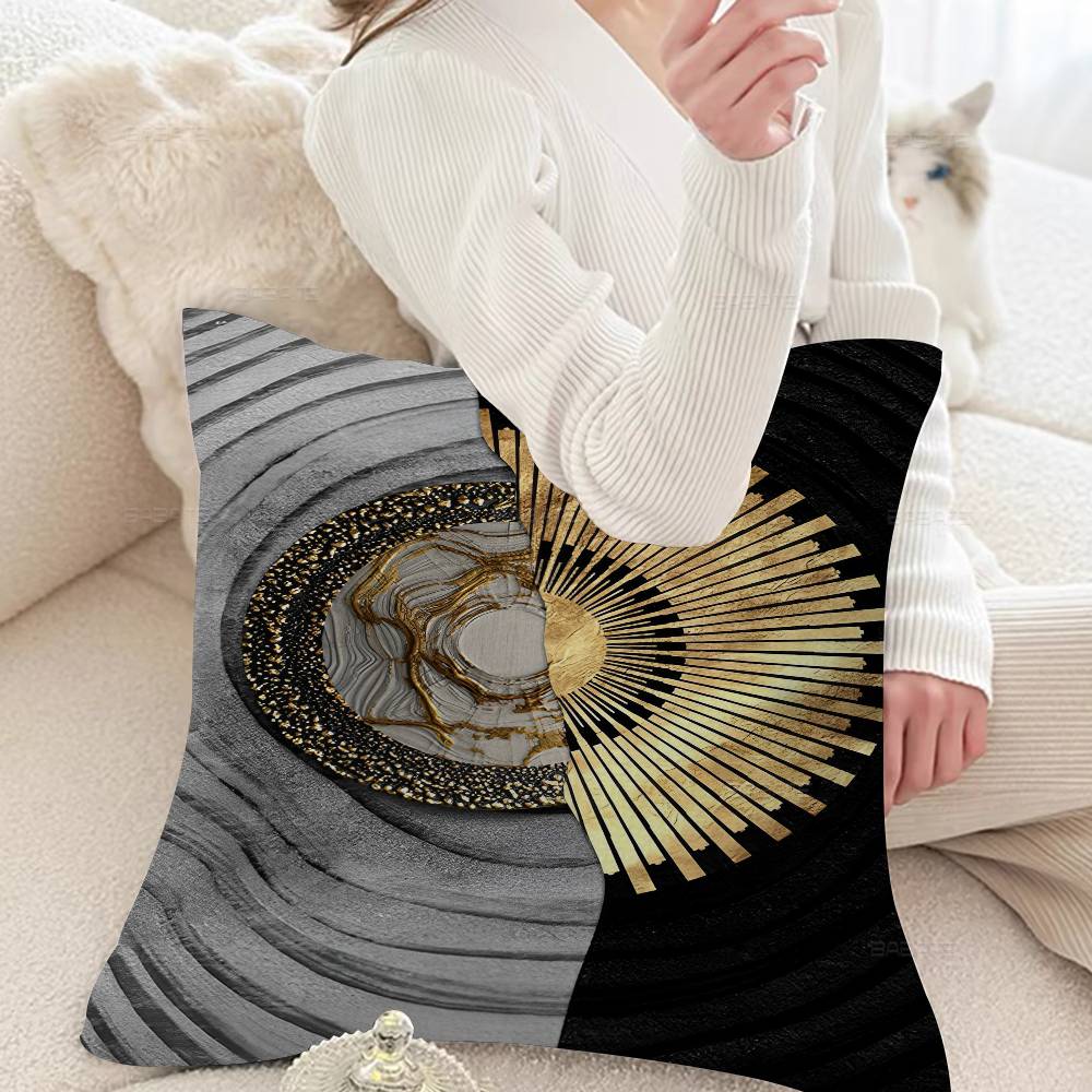 Abstract Golden Black Wood Texture Pillow Cushion Cover Pillowcase Living Room Sofa Home Decor Customized