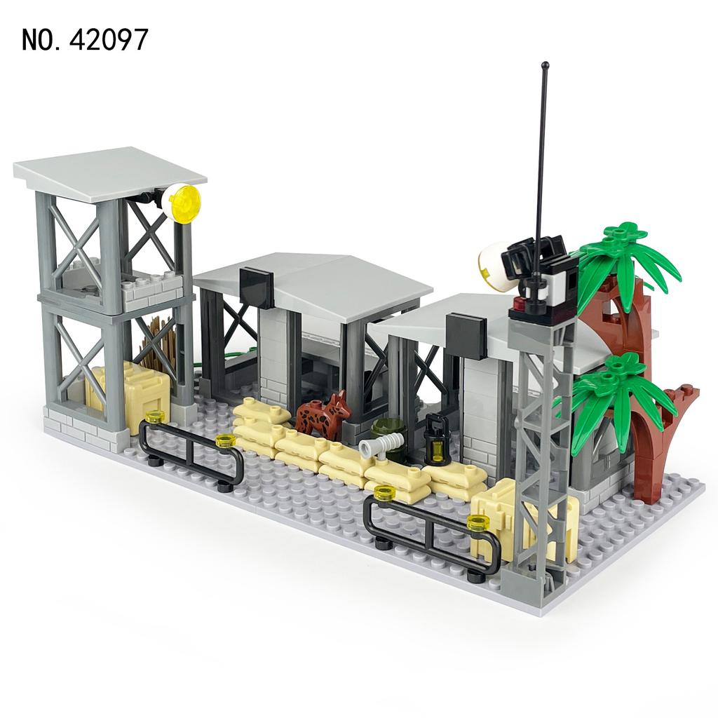 Jinzhi Large Military Scene Tower Operation Base 42097 Small Particle Building Block Children'S Toy