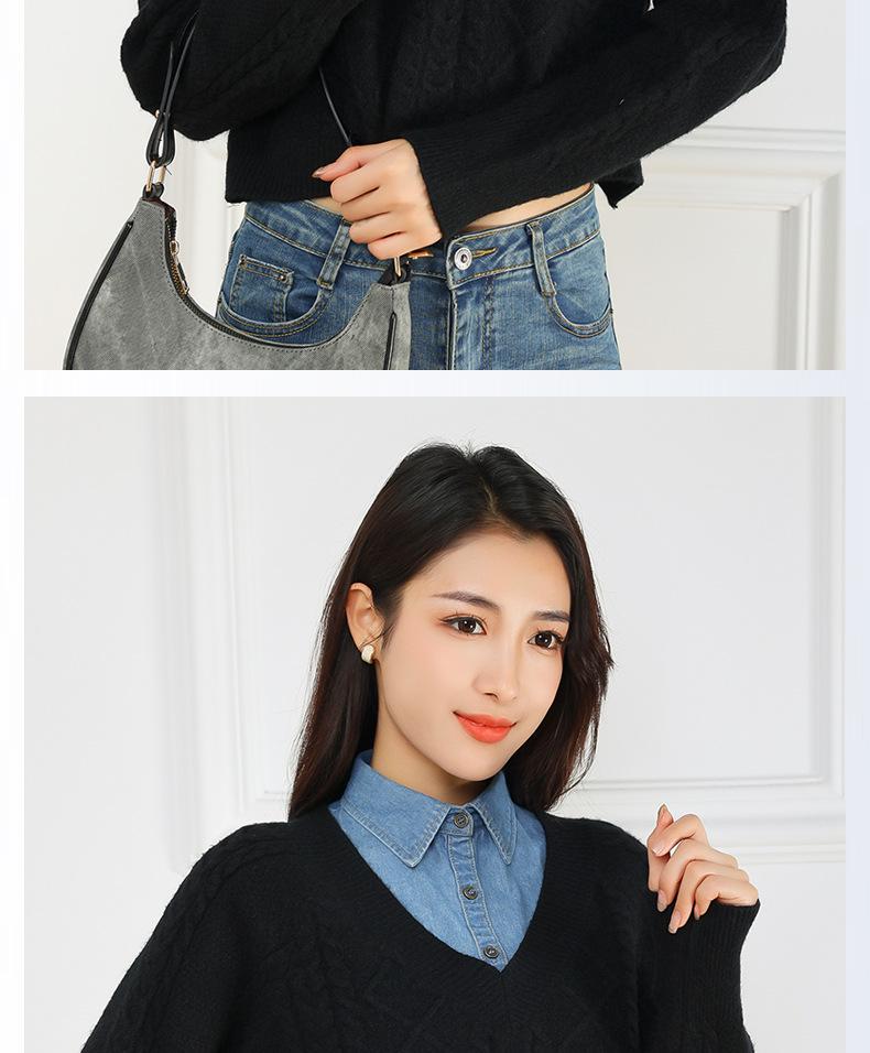 Versatile Women’s Washable Denim Dickey Faux Collar for Sweater