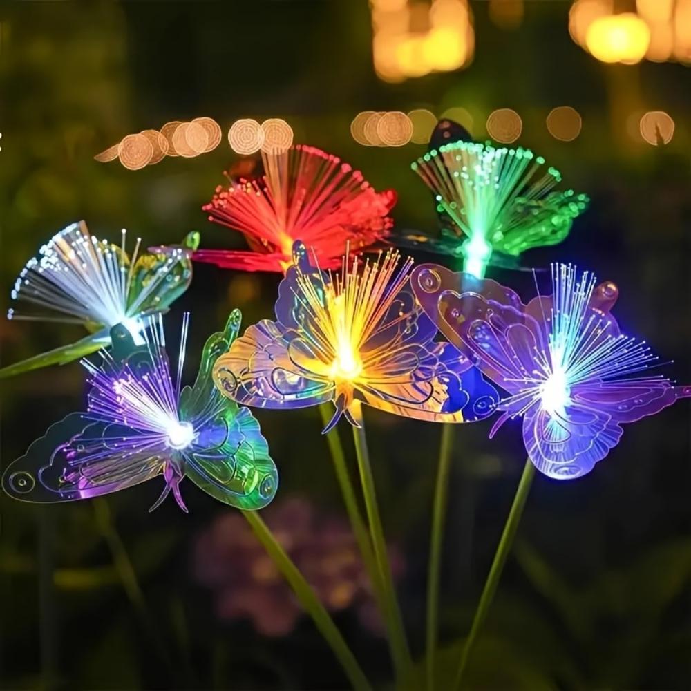 Solar Powered Waterproof Fiber Optic Butterfly Stake Lights Color Changing Fairy Lights for Outdoor Garden Patio Yard Wedding