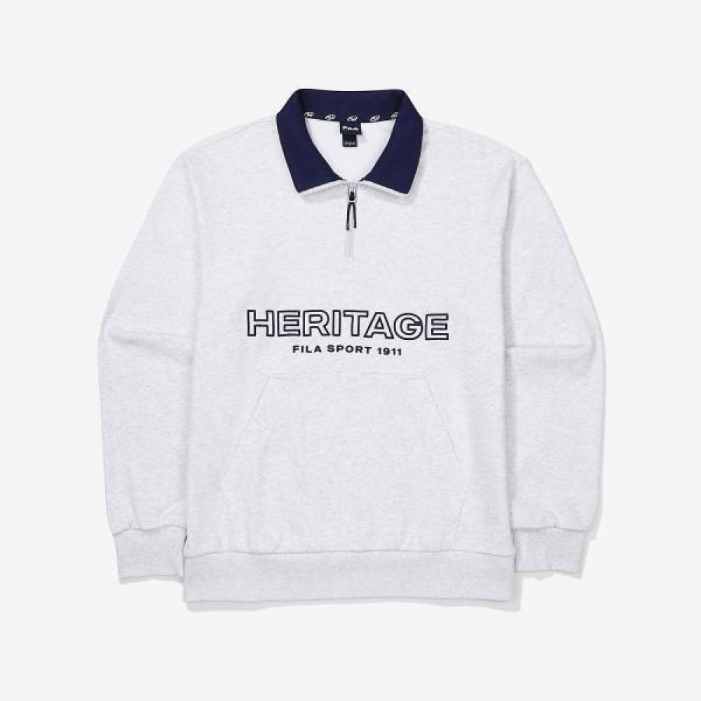 Fila Big Logo Cotton Blend Half Zip Sweatshirt white/95