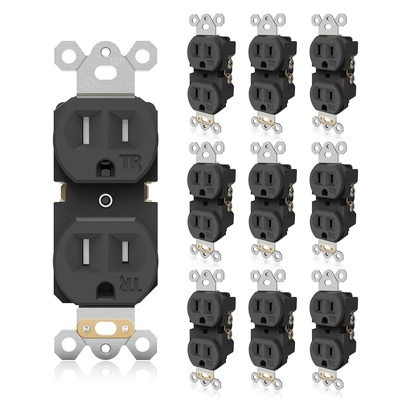 TOPELER Duplex Wall Receptacle Outlets, 20A Tamper-Resistant Electrical Receptacle, 2 Pole 3 Wire, Self-Grounding, Residential Grade Wall Power