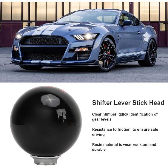 Fydun 5 Speed Round Ball Shift Knob Manual Shifter Lever Stick Head Knob for 1967 To 2018 (Black Red)