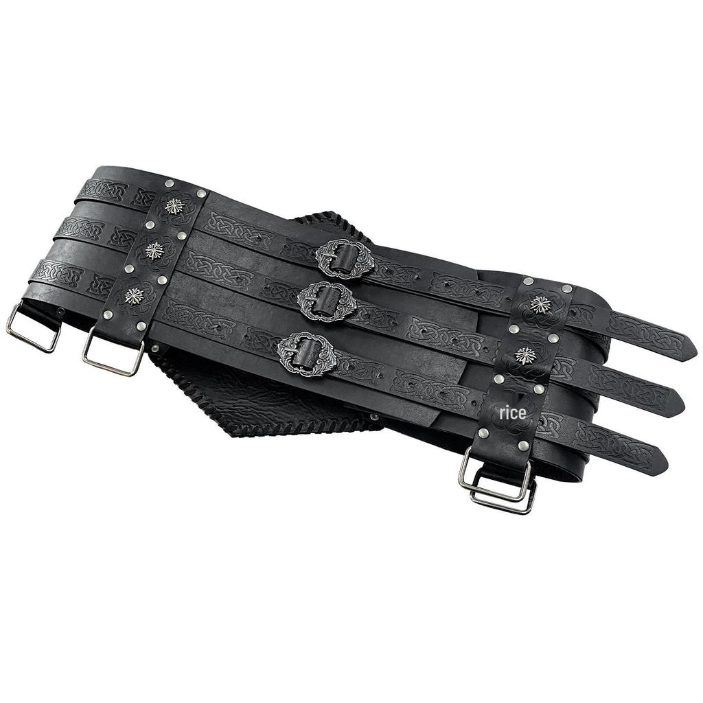 Nordic Viking Thor's Hammer Embossed Wide Knight Belt - Medieval Retro Style
