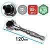 SK11 Swivel Ratchet 72 SRH3FRB Handle, Teeth, 9.5mm Drive, 6.35mm Hex,