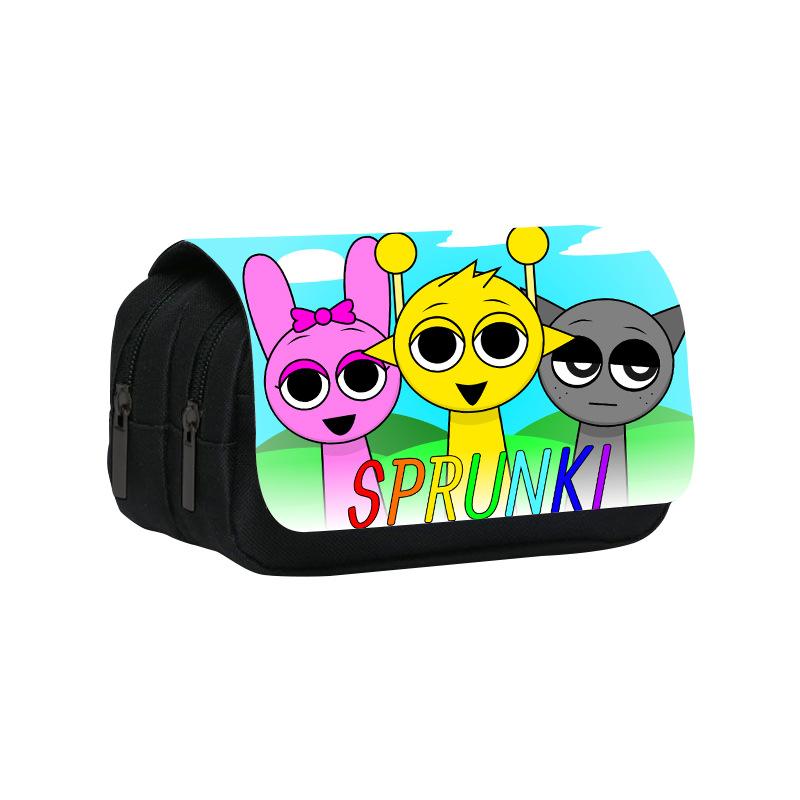 Neues Rhythmusbox-bedrucktes doppellagiges Federmäppchen, Sprunki Musikspiel Schulsachen-Tasche für Grund- und Mittelschüler.