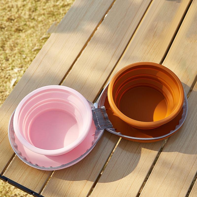 

2 In 1 Foldable Silicone Dog Bowl Portable Travel Pet Feeding Double Bowl Easy To Clean For Outdoor Training Pet Feed Supplies