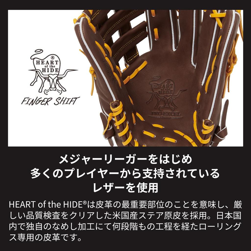 Rawlings baseball glove for adults thrower on the right Soft baseball glove PRO EXCEL Chocolate Size GR4FHEB88FS [outfielder] Left-handed (worn hand)