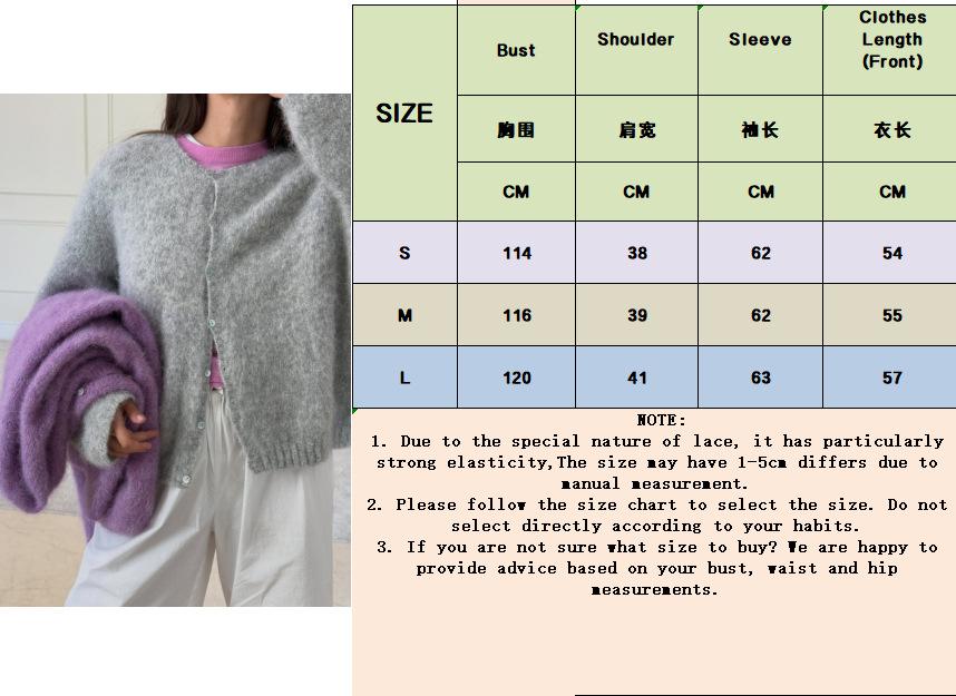 Cardigan da Donna in Lana Stile Pigro Lavorato a Maglia Girocollo Largo Giacca Corta Morbida Maglione a Manica Lunga, Beige
