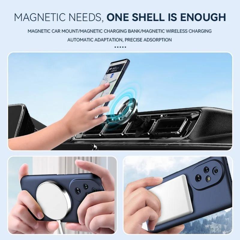 Für Honor 200 Pro100 Pro 90 80 Magnetischer Auto-Unsichtbarkeitsständerhalter Telefonhülle für Huawei Honor Magic 6 Pro 5 Matte TPU Stoßfeste Abdeckung Stoßstange